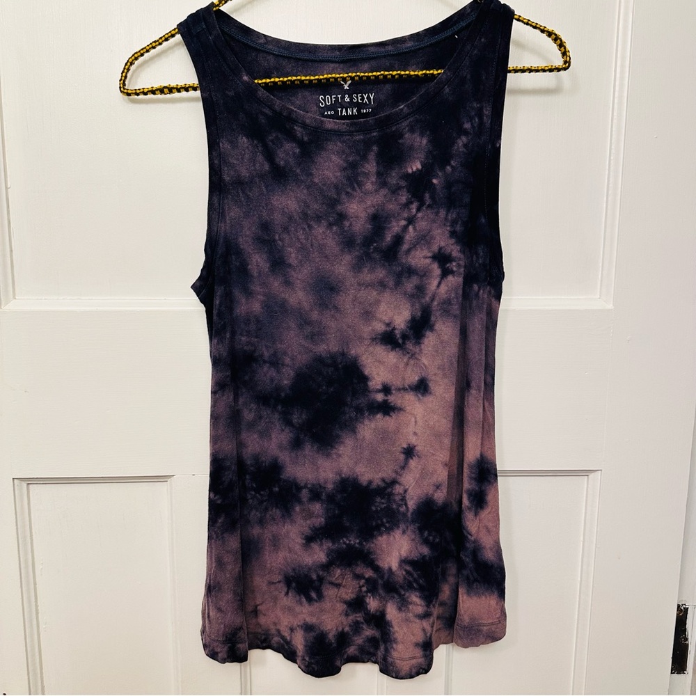 βοΈ American Eagle Outfitters Soft & Sexy Tie-Dye Tank - Purple and Black - Picture 1 of 5